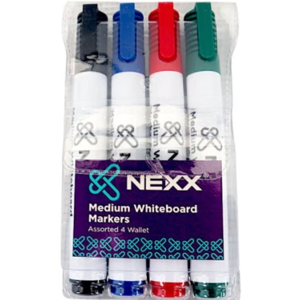 NEXX 4 Pack Assorted Medium Whiteboard Markers