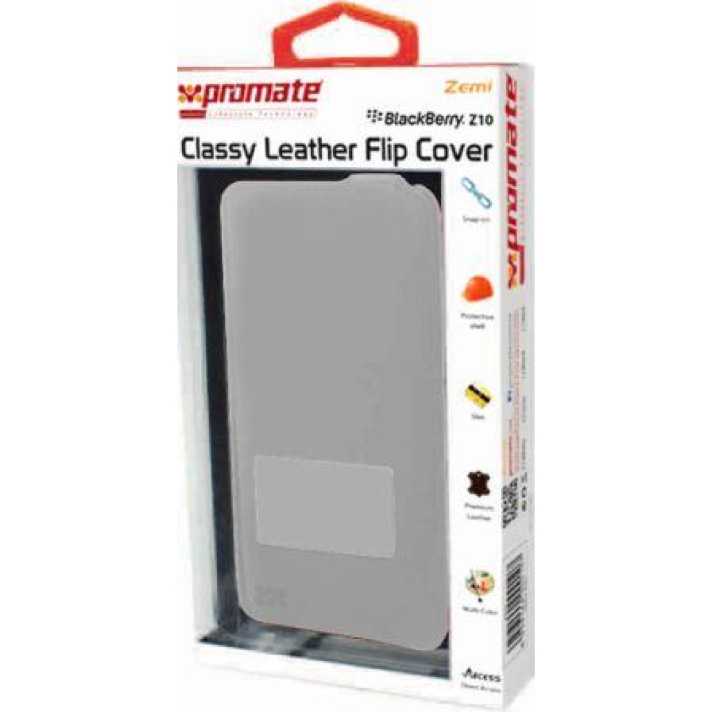 Promate Grey Zemi BlackBerry Z10 Classy Leather Flip Cover